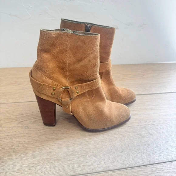 Frye Brown Suede Ankle Heels Size 7.5 - Picture 1 of 7